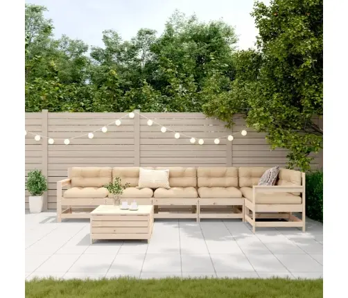 Sodo Sofos Komplektas, 7 Dalių, Pušies Medienos Masyvas