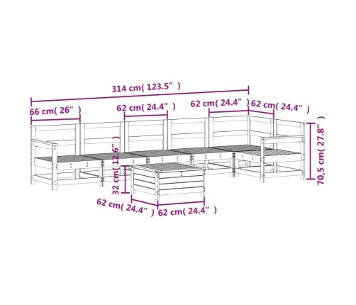 Sodo Sofos Komplektas, 7 Dalių, Pušies Medienos Masyvas