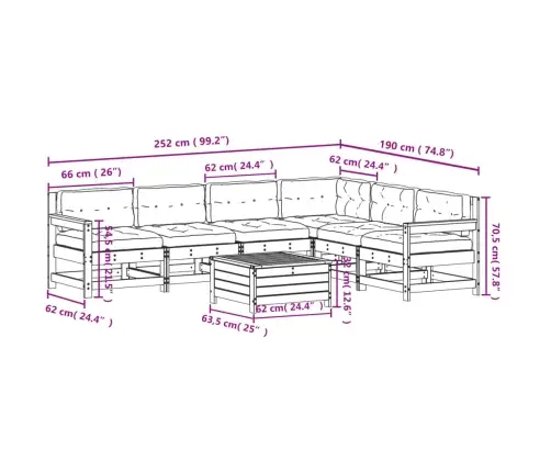 7-Daļīgs Dārza Atpūtas Mēbeļu Komplekts Ar Pelēkiem Matračiem Vidaxl