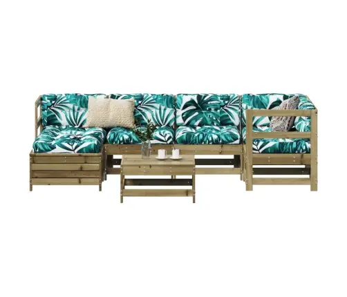 7-Daļīgs Dārza Dīvānu Komplekts, Impregnēts Priedes Koks Vidaxl