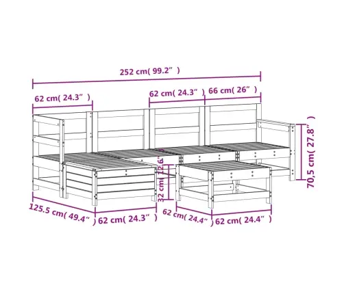 6-Daļīgs Dārza Dīvānu Komplekts, Priedes Masīvkoks Vidaxl