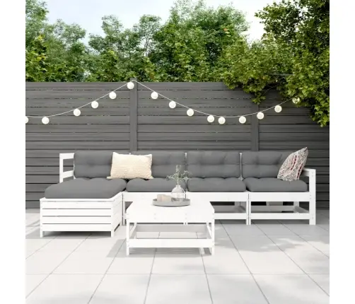 6-Daļīgs Dārza Dīvānu Komplekts, Balts Priedes Masīvkoks Vidaxl