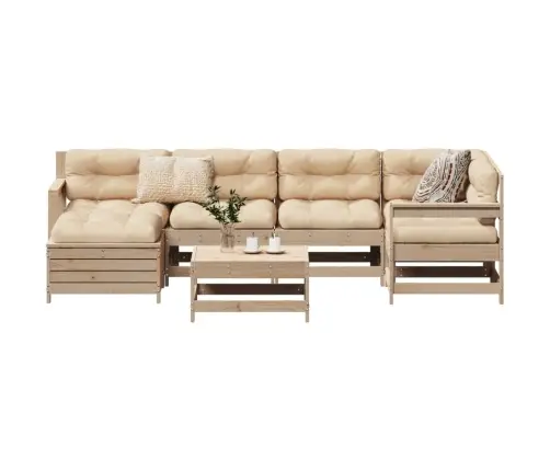 7-Daļīgs Dārza Dīvānu Komplekts, Priedes Masīvkoks Vidaxl