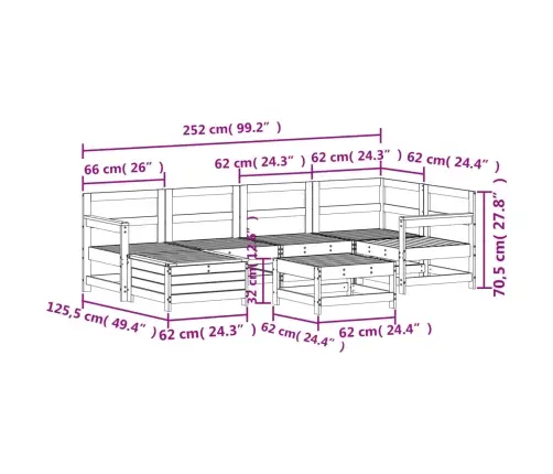 Sodo Sofos Komplektas, 7 Dalių, Impregnuota Pušis