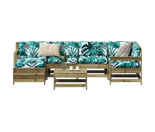 Sodo Sofos Komplektas, 7 Dalių, Impregnuota Pušis