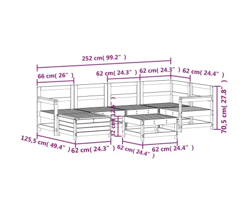 7-Osaline Aiadiivani Komplekt, Valge, Männipuit