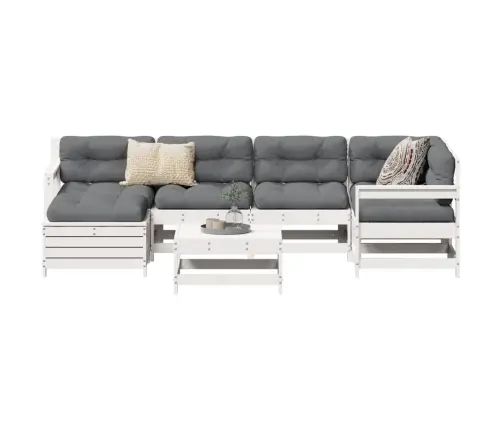 7-Osaline Aiadiivani Komplekt, Valge, Männipuit