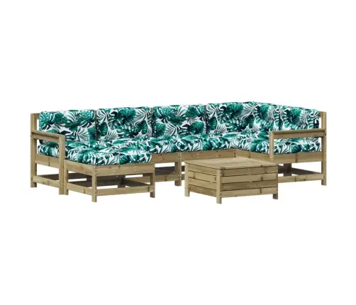 7-Daļīgs Dārza Atpūtas Mēbeļu Komplekts Ar Matračiem, Priede Vidaxl