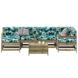 7-Osaline Aiamööbli Komplekt Patjadega, Immutatud Männipuit