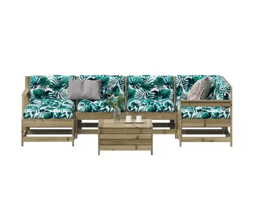 7-Daļīgs Dārza Atpūtas Mēbeļu Komplekts Ar Matračiem, Priede Vidaxl