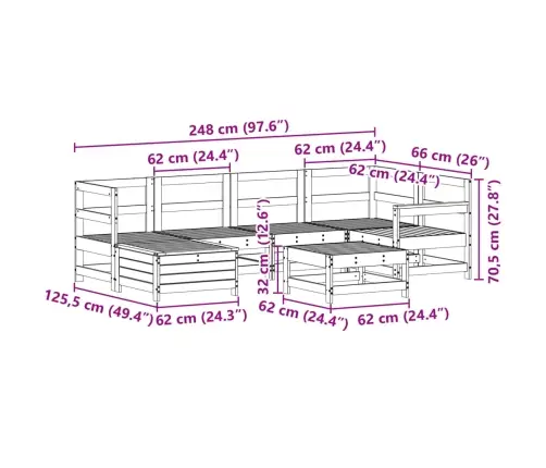 7-Osaline Aiadiivani Komplekt, Immutatud Männipuit