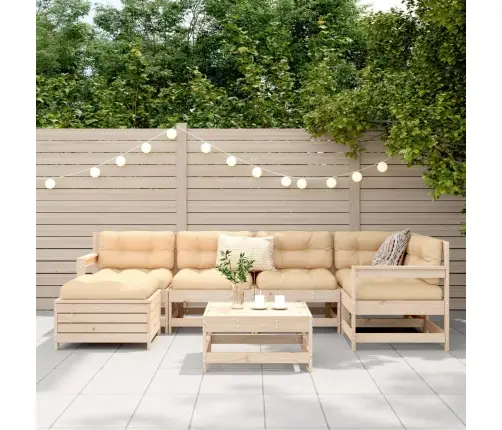 Sodo Sofos Komplektas, 7 Dalių, Pušies Medienos Masyvas