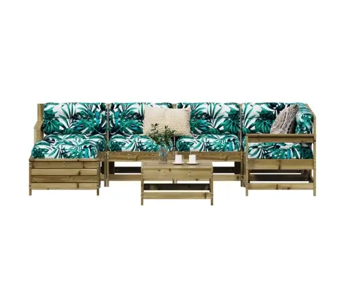 7-Daļīgs Dārza Dīvānu Komplekts, Impregnēts Priedes Koks Vidaxl