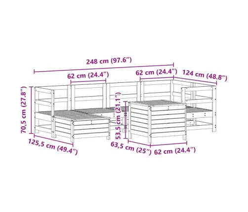7-Daļīgs Dārza Dīvānu Komplekts, Egles Masīvkoks Vidaxl