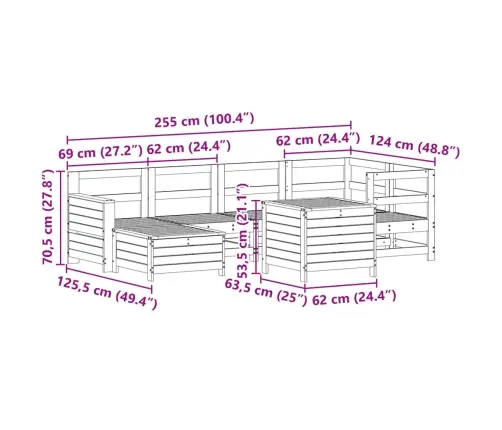 7-Daļīgs Dārza Dīvānu Komplekts, Egles Masīvkoks Vidaxl