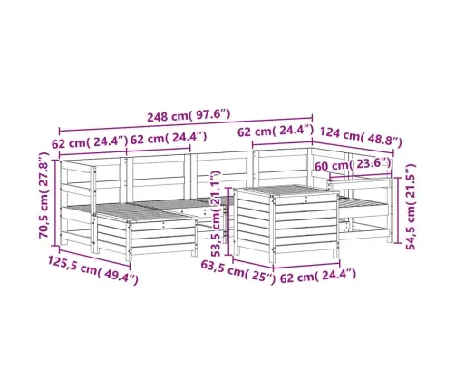 7-Daļīgs Dārza Dīvānu Komplekts, Priedes Masīvkoks Vidaxl