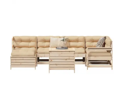 7-Daļīgs Dārza Dīvānu Komplekts, Priedes Masīvkoks Vidaxl