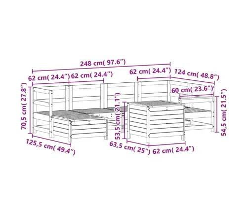 7-Daļīgs Dārza Dīvānu Komplekts, Egles Masīvkoks Vidaxl
