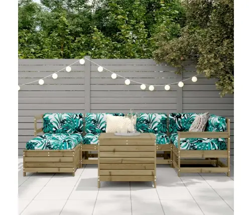 7-Daļīgs Dārza Dīvānu Komplekts, Impregnēts Priedes Koks Vidaxl