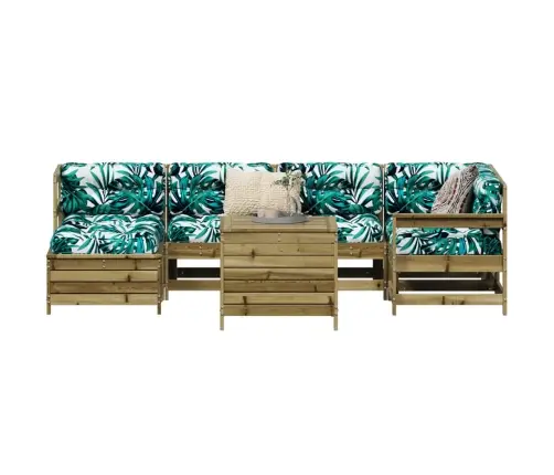 7-Daļīgs Dārza Dīvānu Komplekts, Impregnēts Priedes Koks Vidaxl