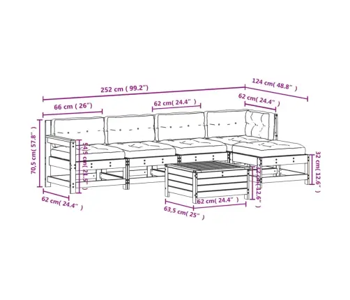 Sodo Komplektas Su Pagalvėlėmis, 6 Dalių, Pušies Masyvas