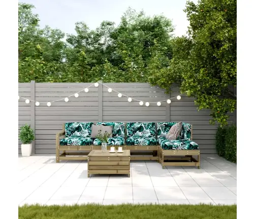 6-Daļīgs Dārza Atpūtas Mēbeļu Komplekts Ar Matračiem, Priede Vidaxl