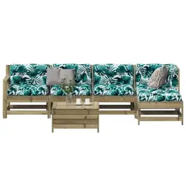 6-Osaline Aiamööbli Komplekt Patjadega, Immutatud Männipuit