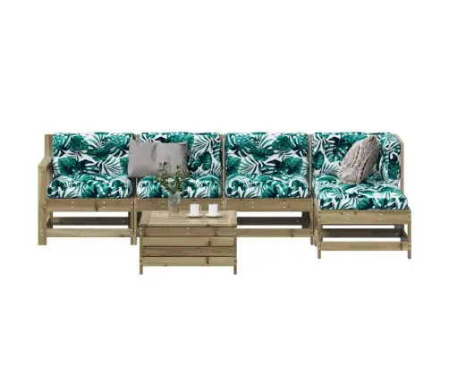 6-Daļīgs Dārza Atpūtas Mēbeļu Komplekts Ar Matračiem, Priede Vidaxl