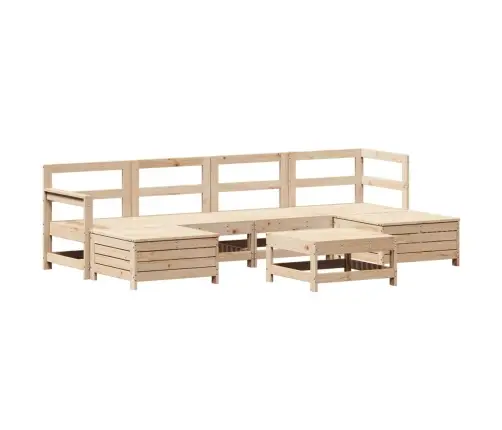 Sodo Sofos Komplektas, 7 Dalių, Pušies Medienos Masyvas