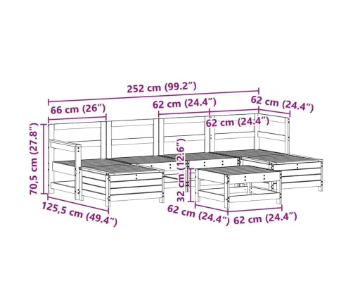 Sodo Sofos Komplektas, 7 Dalių, Pušies Medienos Masyvas