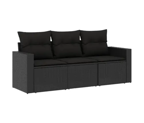 Sodo Komplektas Su Pagalvėlėmis, 3 Dalių, Juodas, Poliratanas