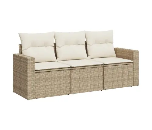 3-Daļīgs Dārza Dīvānu Komplekts, Matrači, Bēša Pe Rotangpalma Vidaxl