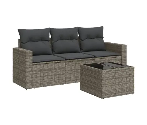 4-Osaline Aiamööbli Komplekt Patjadega, Hall, Polürotang