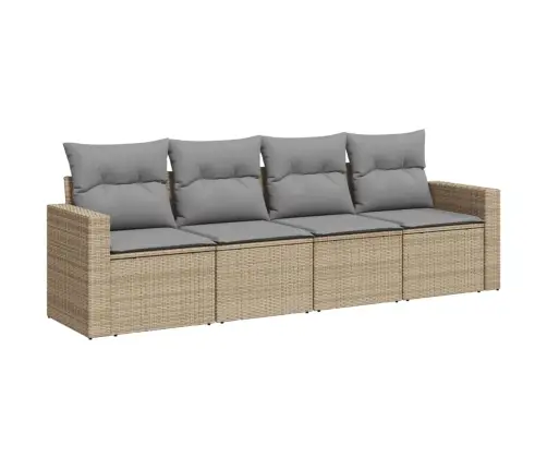 4-Daļīgs Dārza Dīvāna Komplekts, Matrači, Bēša Pe Rotangpalma Vidaxl