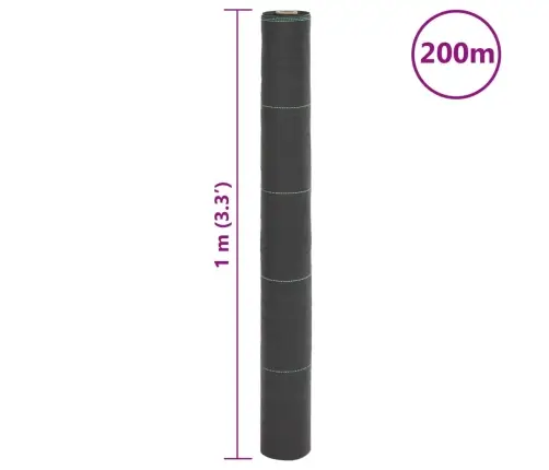 Augsnes Pārsegs, Melns, 1X200 M, Pp Vidaxl