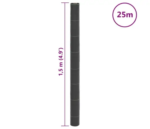 Augsnes Pārsegs, Melns, 1,5X25 M, Pp Vidaxl