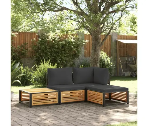 4-Daļīgs Dārza Atpūtas Mēbeļu Komplekts Ar Matračiem, Akācija Vidaxl