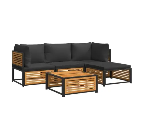 5-Daļīgs Dārza Atpūtas Mēbeļu Komplekts Ar Matračiem, Akācija Vidaxl