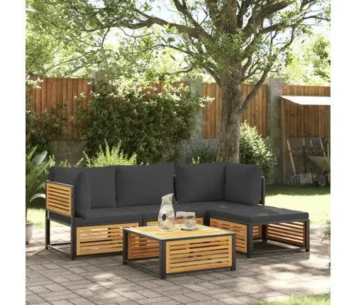 5-Daļīgs Dārza Atpūtas Mēbeļu Komplekts Ar Matračiem, Akācija Vidaxl