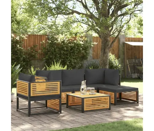 6-Osaline Aiamööbli Komplekt Patjadega, Akaatsiapuit