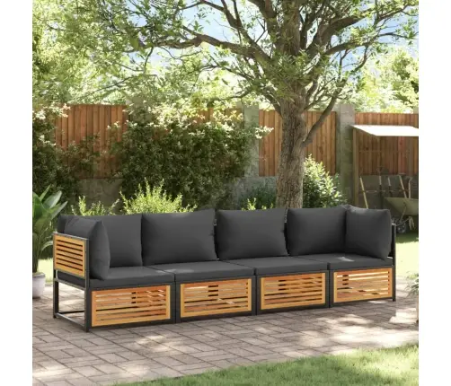 4-Daļīgs Dārza Atpūtas Mēbeļu Komplekts Ar Matračiem, Akācija Vidaxl