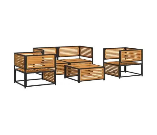 5-Daļīgs Dārza Atpūtas Mēbeļu Komplekts Ar Matračiem, Akācija Vidaxl