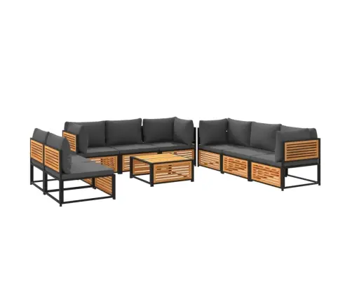 9-Daļīgs Dārza Atpūtas Mēbeļu Komplekts Ar Matračiem, Akācija Vidaxl