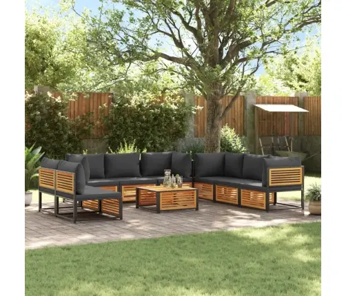 9-Daļīgs Dārza Atpūtas Mēbeļu Komplekts Ar Matračiem, Akācija Vidaxl