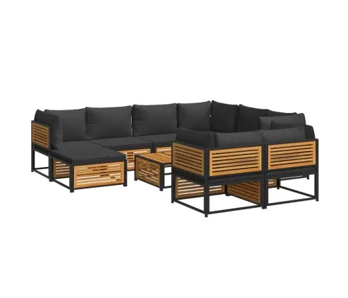 10-Daļīgs Dārza Atpūtas Mēbeļu Komplekts Ar Matračiem, Akācija Vidaxl