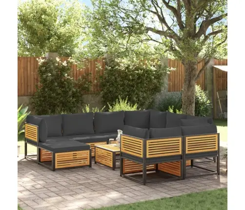 10-Daļīgs Dārza Atpūtas Mēbeļu Komplekts Ar Matračiem, Akācija Vidaxl