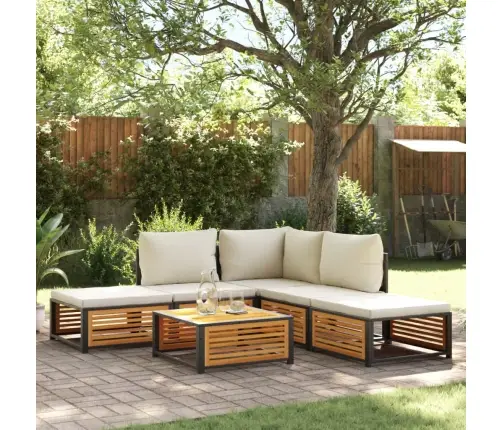 6-Daļīgs Dārza Atpūtas Mēbeļu Komplekts Ar Matračiem, Akācija Vidaxl