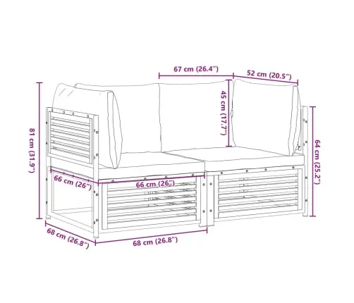 Sodo Sofos Komplektas Su Pagalvėmis, 2 Dalių, Akacijos Masyvas