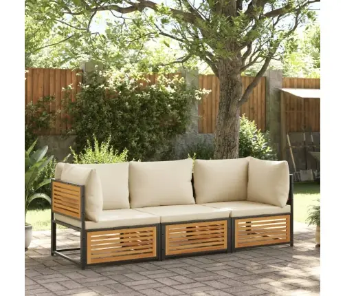 Trīsdaļīgs Dārza Dīvānu Komplekts, Spilveni, Akācijas Masīvkoks Vidaxl