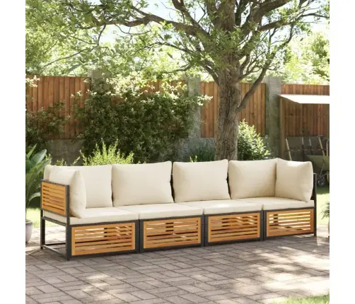 4-Daļīgs Dārza Atpūtas Mēbeļu Komplekts Ar Matračiem, Akācija Vidaxl